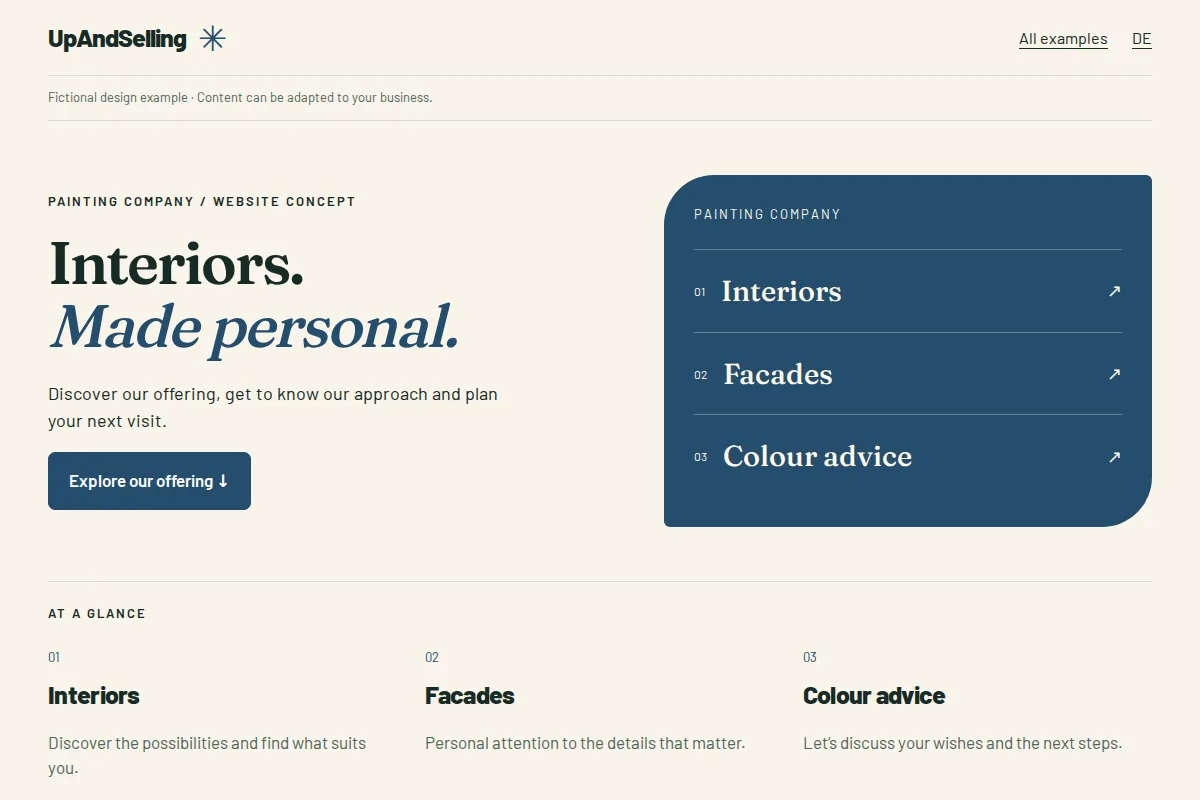 Painting company · website example