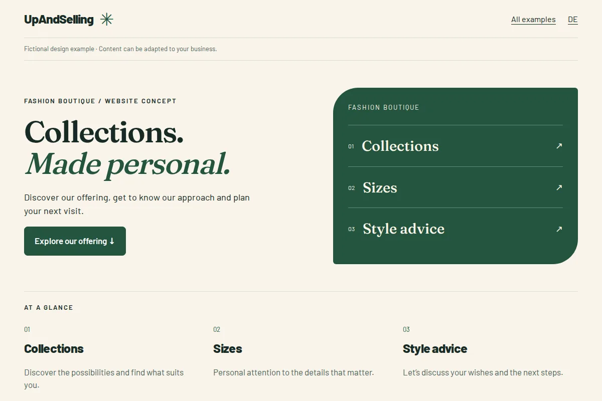 Fashion boutique · website example