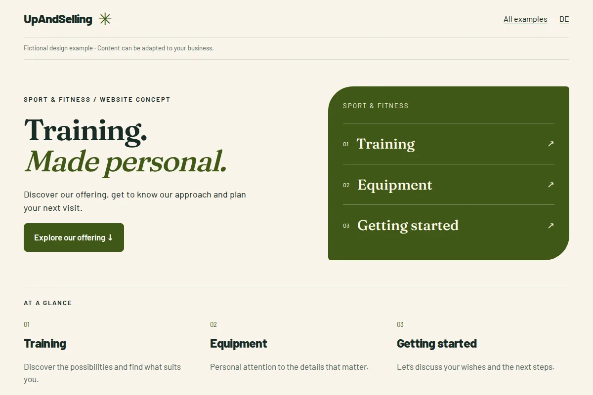 Sport & fitness · website example